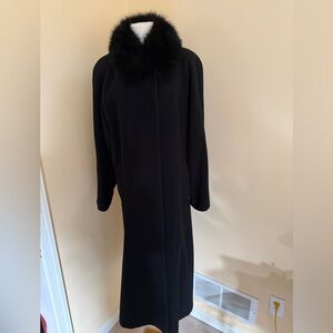 Forecaster Black Coat with Real Fox Fur Collar Size 10